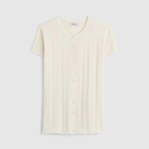 NWOT Madewell Cotton-Blend Pointelle Short-Sleeve Cardigan